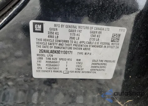 2014 Chevrolet Equinox Ls from USA, damaged, VIN 2GNALAEK8E1130171